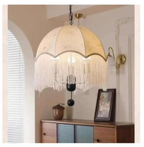 Genérico Lámpara colgante, Lámparas de araña restaurante francés retro, lámparas colgantes diseño LED for mesa comedor, dormitorio, iluminación, luminaria suspensión(Black lamp body)