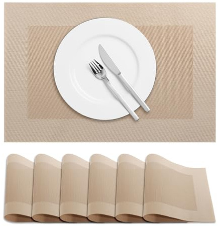 Terafeels Lot de 6 sets de table – Sets de table durables et faciles à nettoyer pour la salle à manger, la cuisine ou la décoration de la maison – Sets de table antidérapants, résistants à la chaleur