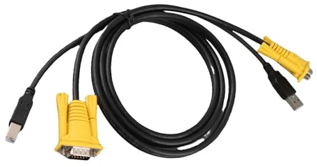 Jectse Câble Commutateur KVM USB VGA Masculin Masculin USB Type A/B Connexion de 1,5 M de Long Accessoires pour L'ordinateur PC KVM Switch