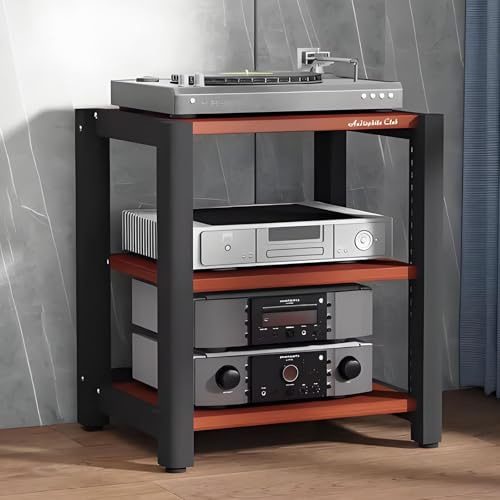 DQSPDBD Audio Schrank Ständer 2/3/4/5 Etagen Medien Rack mit höhenverstellbarer Ablage für DVD-Player, TV-Box, Spielekonsole - Braun