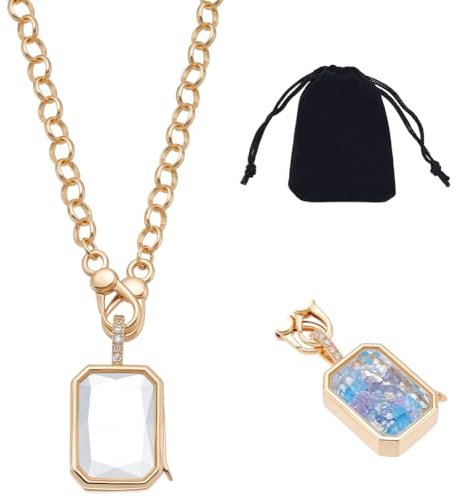 nbeads Medaillon Anhänger Halsketten, Medaillon Anhänger Aus Messing Rechteckig Schwebende Erinnerungskette Für Fotos Haustiere Asche Zur Erinnerung an Liebende Und Dinge, Mit Samtbeutel