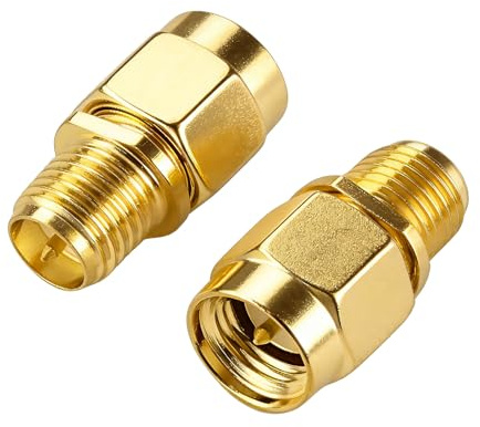 SEYUGOPTI 2 Stück Adapter RP-SMA Buchse auf SMA Stecker Antenne | Gerader Aufbau mit Geringem Signalverlust, Oxidationsfeste Kontakte, Für WLAN-Router und Externe Antennen