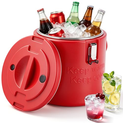 YUCHENGTECH Insulated Soup Container 12L Commercial Insulated Ice Bucket | Stainless Steel Food Warmer for Hot or Cold Food Carrier for Hot Tea & Coffee, Juice, Water, Cold Milk (Without Faucet)