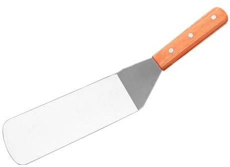 Artibetter Spatule Cuisine INOX pour Barbecue avec Manche Bois, Spatule à Steak 17 Cm, Acier Inoxydable Résistant la Chaleur, Ustensile de Grillade pour Camping et Fête,