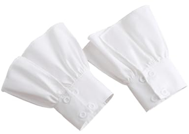 UYRVAPE 1 Paar Abnehmbare False Sleeves mit Rüschen, Gefälschte ärmel Manschette Knopf Abnehmbarer Stulpen Handgelenk Pullover Bekleidungszubehör, Modische Plissee Manschetten Dekoration(Weiß)