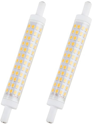 R7S LED Bulb 118mm Halogen Replacement, 2-Pack 10W Non-Dimmable Linear Tube Light 1050LM 3000K Warm White, Energy Saving Class A Floodlight Security Bulb for Ceiling and Indoor Outdoor Fixtures