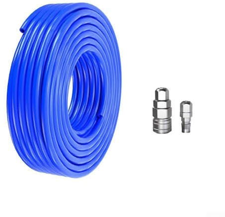 LatoYard Tuyau pneumatique en polyuréthane 5 x 8 mm pour compresseur d'air, tube droit résistant à la haute pression avec raccord rapide – 15 m, 20 m, 30 m