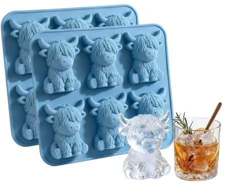 2 stycken mini höglandsnötkreatur iskubsform 3D höglandsnötning isbitsform