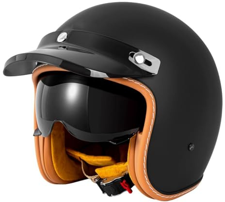 Caschi Jet E Demi-Jet Moto Stile Vintage Caschi Cromwell Con Visiera Parasole 3/4 Casco Scodella Per Scooter Omologato ECEDOT Casco Da Motociclista Mezzo Per Uomini Donne 15,M:57-58CM