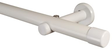 iso-design Gardinenstange weiss aus Metall, 20 mm Durchmesser, Vorhangstange für Wand- und Deckenmontage geeignet, Komplettset mit Halterungen und Endstück Kappe 160 cm