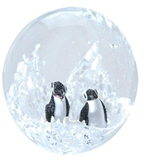 Pfronten Traumkugel (69) - Briefbeschwerer Motiv: Zwei Pinguine im Eismeer - Handarbeit (6cm)