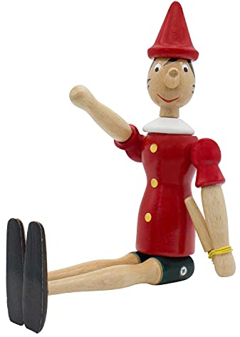 GICO Pinocchio Gelenkfigur aus Holz, Länge 38 cm- Made in Italy- 9013