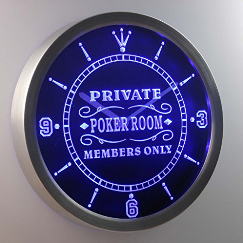ADVPRO nc0455-b Private Poker Room Member Only Bar Beer Neon Sign LED Wall Clock Uhr Leuchtuhr/Leuchtende Wanduhr