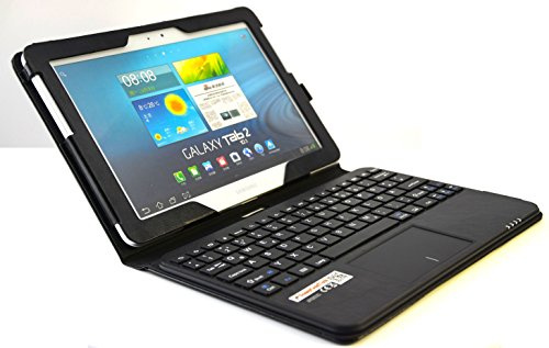 SonnyGoldTech Galaxy Tab 2 10.1 fransk layout + pekplatta | ficka med Bluetooth-tangentbord och inbyggd pekplatta | svart
