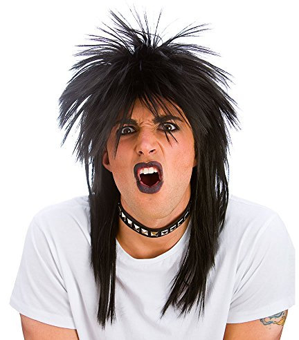 Wicked Costumes Adult 80's Black Rocker Fancy Dress Wig