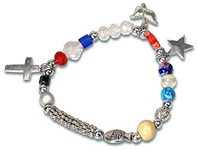 Uljö °° Armband Das Leben Jesu elastisch, mit Anhängern als Erinnerung an die verschiedenen Stationen im Leben Jesu