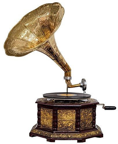 Gramophone avec pavillon pour disque 78 tours style antique (i2)