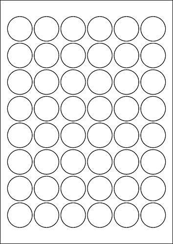 240 Etiketten selbstklebend rund 30 mm WEISS permanent klebend auf A4 Bogen (5 Bögen x 48 Etik.)
