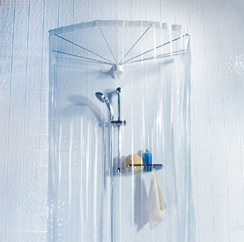 Deco-Line Tracy Ensemble d'araignées de Rideau de Douche en Verre Transparent avec 8 Bras, incluant Un Rideau de Douche Transparent en Vinyle 200x170cm.