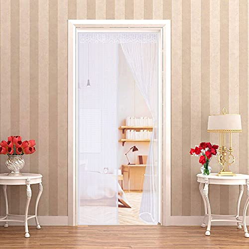 WEIZON Magnetic Screen Door 140 x 200 cm Fly Screen Door,No Gap Balcony Insect Privacy Door Screen - Anti Mosquito Mesh Fly Curtain Nets for Cellar Kitchen Living Room - White