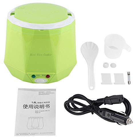 Tyenaza Cucina Elettrica Per Auto Multifunzionale 1.6L 24V 140W - Pentola Elettrica Portatile Verde (Confezione Verde)