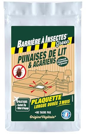 BARRIÈRE A INSECTES Tablette Anti Punaises de Lit & Acariens, 1 Tablette | 100% efficace en 10h. Efficace 3 mois. Ne tache pas, sans odeur pour le linge. Utilisable dès 4 ans. Refermable, idéal voyage