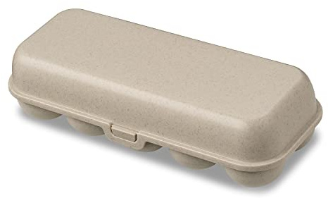 Koziol Eggs to GO Eierbox, 10 Eier, Aufbewahrungsbox mit Clipverschluss, Eierbehälter für Kühlschrank, Eierkarton aus Kunststoff, Eieraufbewahrungsbox, Eierdose, Organizer, Nature Desert Sand