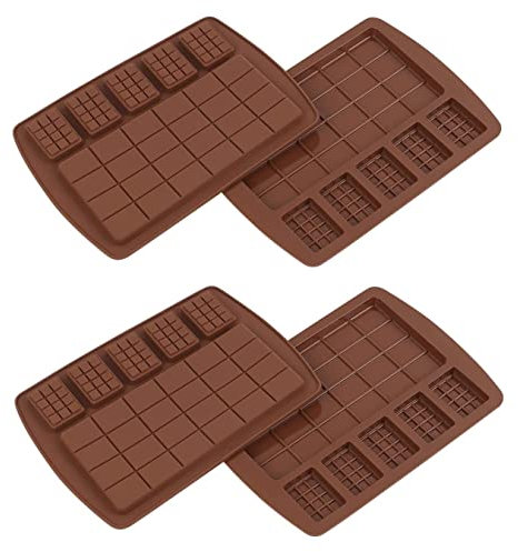LATRAT Silicone Chocolate Moulds, Silicone Protein and Energy Bar Moulds, for Caramel Ganache Pralines Pack of 4