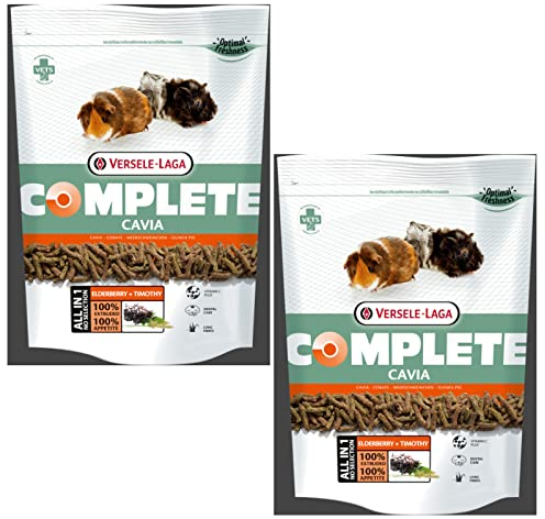 Versele-Laga Complete Cavia All-in-One- Nutrition | Paquete Doble | 2 x 500 g | Pellets para cobayas | Contiene heno Timothy | Enriquecido con Bayas de saúco y Hierbas aromáticas