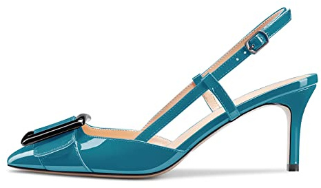 Castamere Donna Spillo Medio Tacco Heel a Punta Slip-on Pumps Slingback Nodo Fiocco Dress da Matrimonio Feste Sandali 6.5 CM Heels Verde 38 EU