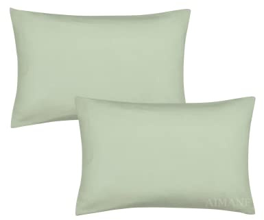 AIMANE® Percale Pair of Housewife Pillowcases 50 x 75 CM Polycotton Easy Care Plain Dyed Pillowcases Envelope Closure (Duck Egg, Housewife Pillowcases)