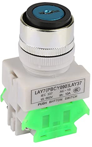 Interruttore a Chiave 3 Posizioni 22mm 220V 5A - Blocco Sicurezza per Alimentazione - Interruttore di Trasferimento Momentaneo per Industria e Impianti