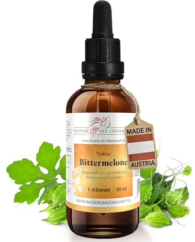 Bittermelone Tinktur 50ml | Momordica charantia Tropfen (1:4 Auszug) | Nahrungsergänzungsmittel | Momordica charantia, Bittergurke