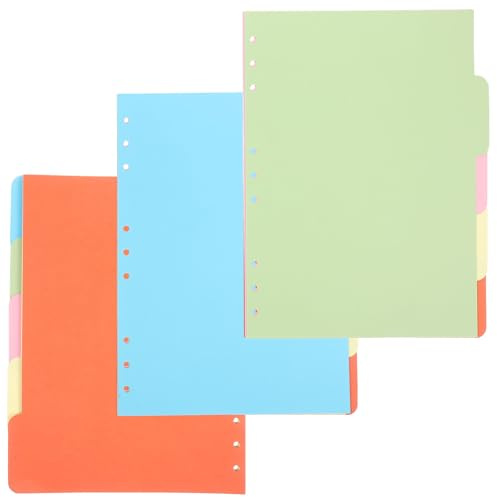 Operitacx B5 Trennblätter 3 Sätze Farbige Index Teiler Für Notizbücher Und Ringbücher 10.2X7.7 Zoll Papier-Trenner Für Büro Schule Zuhause