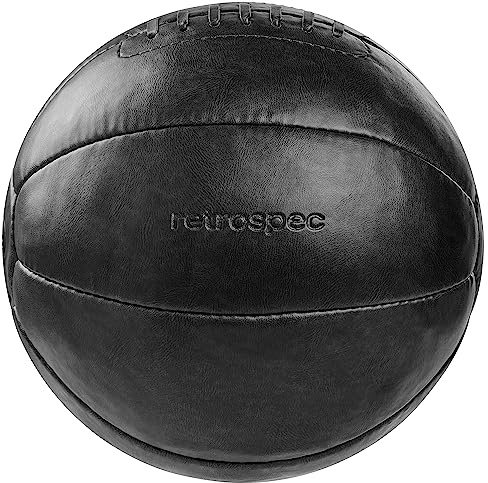 Retrospec Core Weighted Medicine Ball 4, 6, 8, 10, 12, 14, 16, 20, 25, 30 lbs, Soft Touch Vegan Leather with Sturdy Grip for Strength Training, Recovery, Balance Exercises and Other Full-Body Workouts