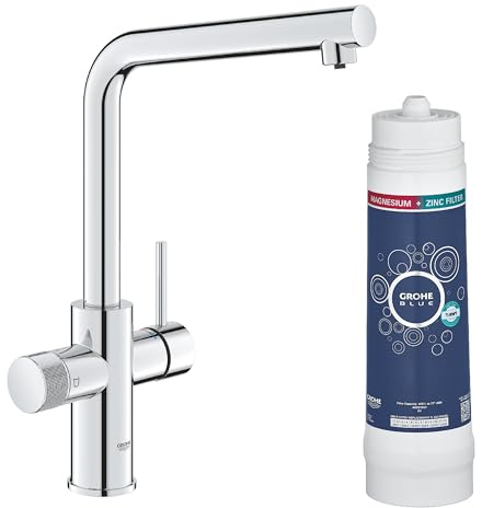 GROHE Blue Pure Minta - Einhand-Spültischbatterie mit Filterfunktion (L-Auslauf, Einlochmontage, schwenkbarer Auslauf), chrom, 30600000