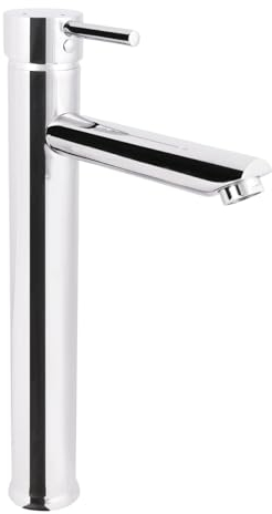 'aquaSu® Waschbeckenarmatur Lago 2.0, Einhebelmischer mit Wasserspar-Mischdüse, Kaltwassermittelstellung, Standard-Befestigung, Wasserhahn für Aufsatzwaschbecken, Messingkern, verchromt, 795647
