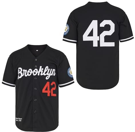 Herren Black Legend Baseball Jersey #42 Vintage Stickerei Retro Hip Hop Jersey Stitched
