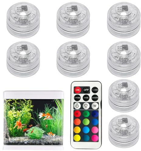 Fenytay LED Submersible Lights Aquarium, Underwater RGBW Tealights Decorative Accent Lights - LED Candles for Pond, Aquarium, Swimming Pool, Fountain, Fish Tank, Vase