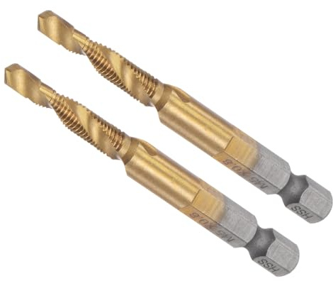 CoCud 2 Piezas Barrena de Roscar y Taladrar Combinada Tamaño de Rosca M5 | x 0.8, Acero de Alta Velocidad Recubierto de Titanio, Vástago de 1/4