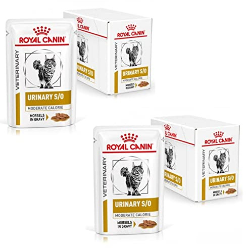 Royal Canin Veterinary Urinary s/o Moderate Calorie | Pack Double | 2 x 12 x 85 g | Aliment Complet diététique pour Chats | pour la Dissolution des calculs de Struvite | Valeur RSS Basse