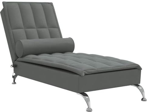 vidaXL Massageschäslong med bolster mörkgrå tyg, schäslonger, massageschäslonger, massagesoffor, massageschäslong, massagesoffa, schäslong i tyg