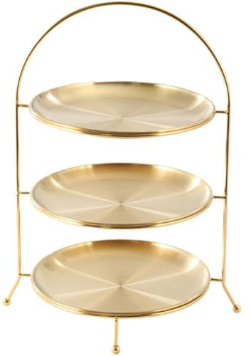 3 Tiers Stainless Steel Cupcake Stand Cake Display Stand Reusable Circular Cake Stand for Afternoon Tea Party Decorations
