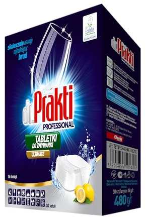 dr.Prakti ULTIMATE Pastiglie Lavastoviglie al Limone (30 Capsule), Capsule per una pulizia efficace, proteggono la lavastoviglie dal calcare