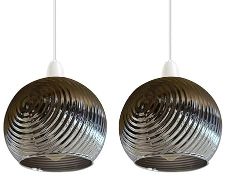 DC VOLTAGE 2PCS Modern Crystal Effect Clear Lamp Shade Glass Hanging Light Shade Easy Fit Glass Pendant Light Living Room Hallway Bedroom Light Shade (Style 6)