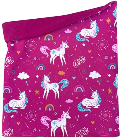 Wollhuhn Maxi Winter 20240201 Cache-cou, écharpe à enfiler, extra longue, pour garçon/fille, de nombreux motifs (LL, doublure en polaire), Licorne, baie, taille unique