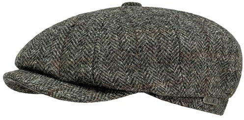 WEROR Schiebermütze Herren – Flatcap Schirmmütze Herrenmütze mit Schirm – Fischgrät Mütze mit Steppfutter - 100% Wolle - Herbst/Winter – WEROR-434.1 (57, Moos)