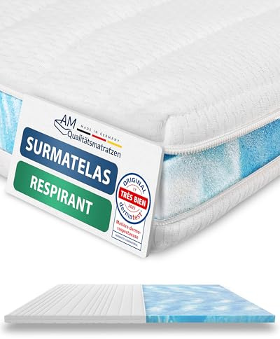 AM Qualitätsmatratzen Premium Topper 120x200cm weich - Made in Germany - Oeko TEX zertifizierter Matratzen Topper H1 - Anpassungsfähige & Weiche Matratzenauflage 120x200 mit waschbarem Bezug