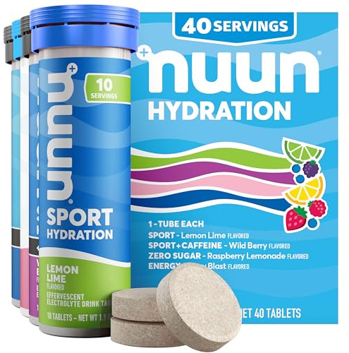 Nuun Hydration Electrolyte Tablets - Sodium, Potassium, Chloride, Calcium, Magnesium, 1g & 0g Sugar Drink Mix | Vegan, Gluten Free, Non-GMO | Complete Pack, Mixed Flavors, 4 Pack (40 Total Servings)