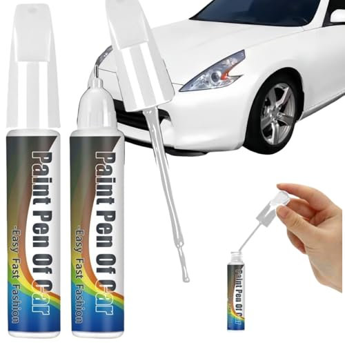 Stylo Peinture Voiture,2pcs Stylo Retouche Peinture Carrosserie,Stylo Retouche Peinture Blanc Brillant,Retouche Peinture Voiture,Stylo Retouche Peinture Voiture,Stylo Rayure Voiture,Anti Rayure